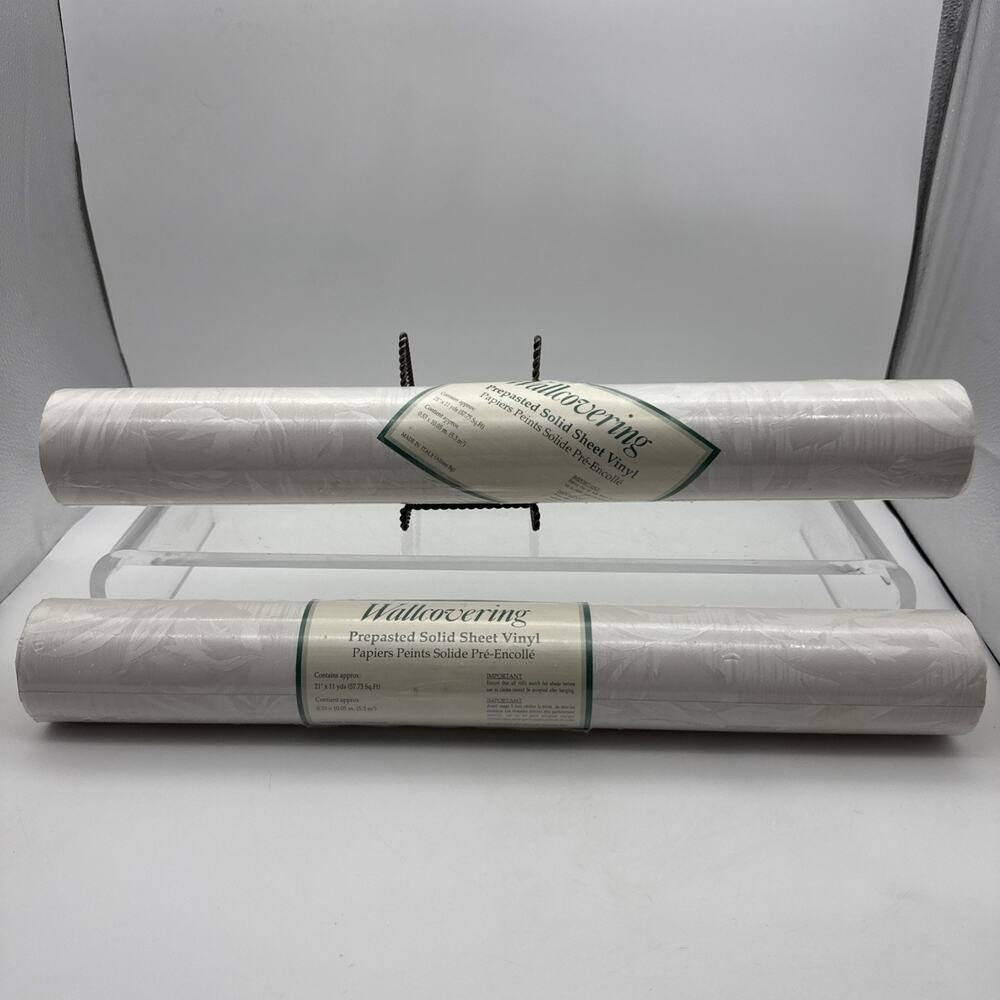 VTG 2 rolls Brewster Wallcovering Prepasted Solid Sheet Vinyl 27"x11' Italy NOS